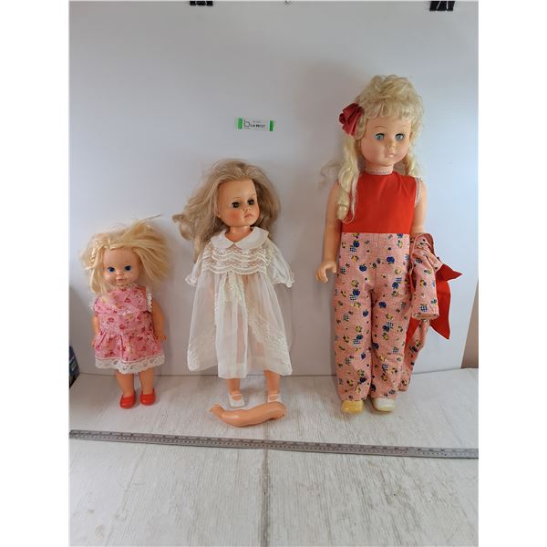 (3) Plastic Doll Toys for Kids As-Is
