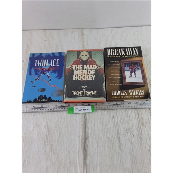 (3) Hockey Books, Thin Ice, Breakaway, The Mad Men of Hockey