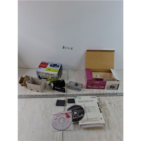 JVC HD Everio Camcorder with Box, Canon PowerShot S30 Camera with Box & Instructions Both Untested