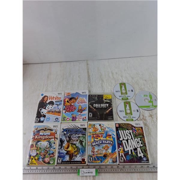 (9) Wii Games, WiiFit, Dora, Fishing, MySims, PlayStation 3 Call of Duty Black Ops