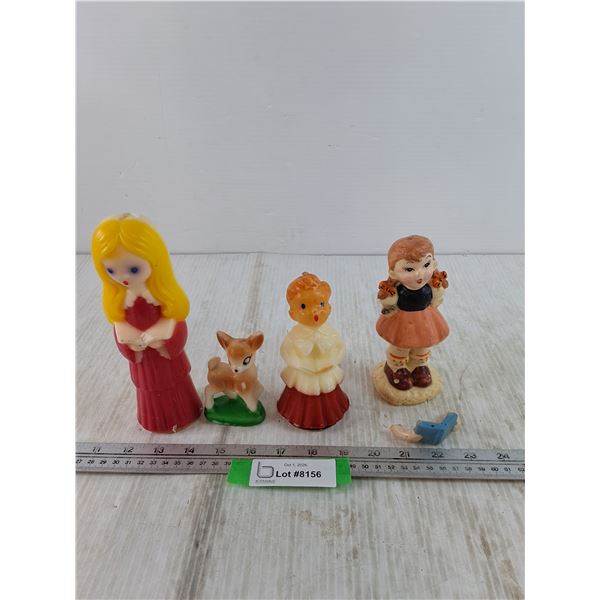 (4) Wax Candles, (1) Boy, (2) Girls,  (1) Doe