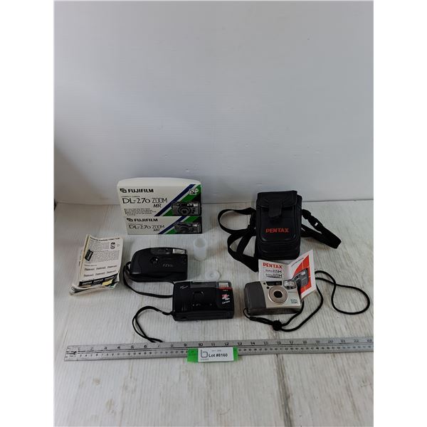 (3) Cameras Untested, Polaroid 35mm, Fiji DL-27o Zoom with Box, Manual, Pentax Espio115M, Manual