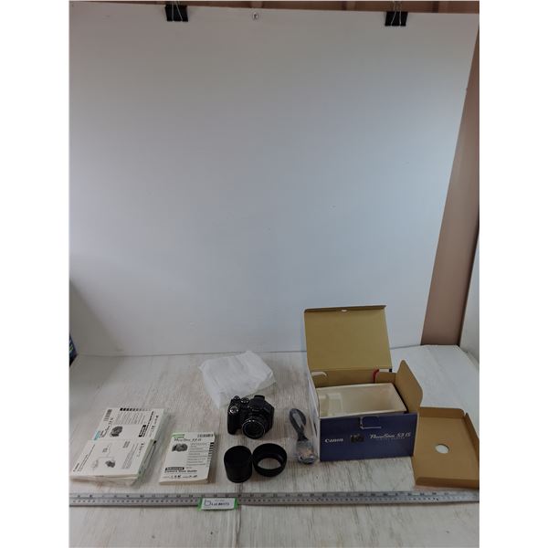 PowerShot S3 IS Camera Untested, Manuals, Some Accessories, Cables, Box