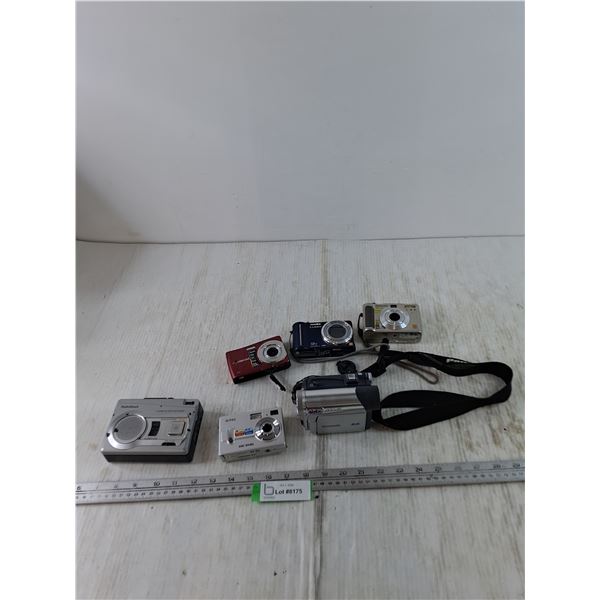 (4) Camera, (1) Camcorder, (1) Cassette Recorder All Untested, Panasonic, Polaroid Misc All Untested