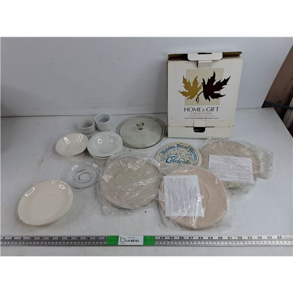 Mini Baking Stones, Espresso Cup, Plates & Glass Lid