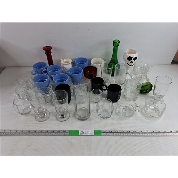 Assorted Glass Goblets, Vases, Candle Stick Holder, Glasses, Misc