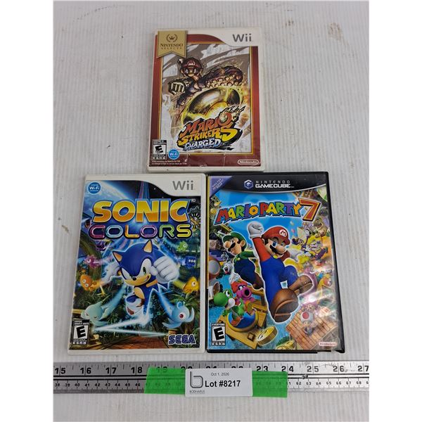 Wii & Nintendo GameCube Games - Sonic Colors, Mario Strikers, Mario Party 7