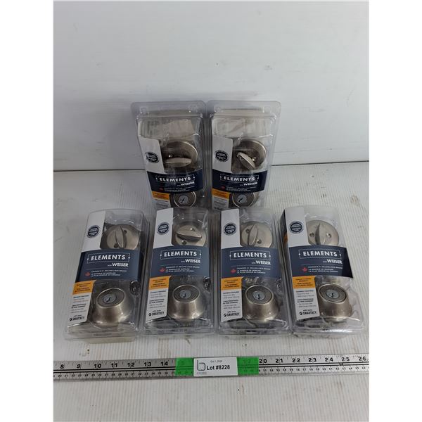 (6) Weiser Single Cylinder Deadbolt Door Locks