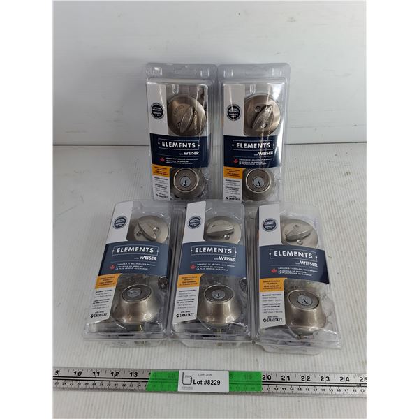 (5) Weiser Single Cylinder Deadbolt Door Locks