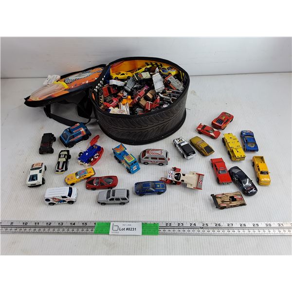 Assorted Hot Wheels Toy Cars & Zip Bin