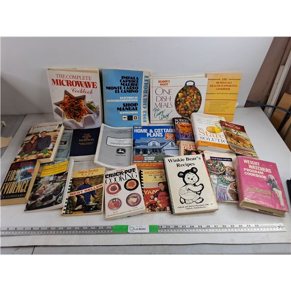 Assorted Books - Microwave Cookbook, The Book of Mormon, One Dish Meals, Misc