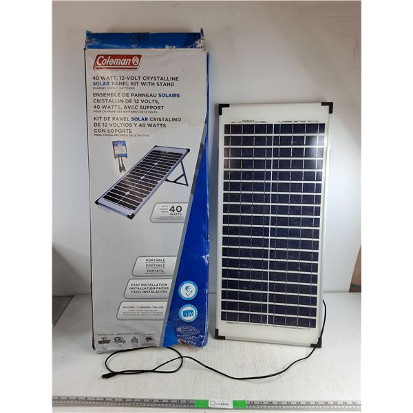 *Coleman 40 W 12V Crystaline Solar Panel w/Stand - As Is