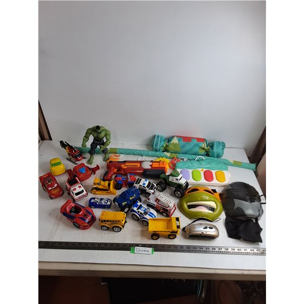 Toddler Activity Center, Toy Vehicles, Costumes, Hulk Action Figure, Wind-Up Flashlight