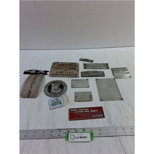 Vintage Equipment/Advertising Plates