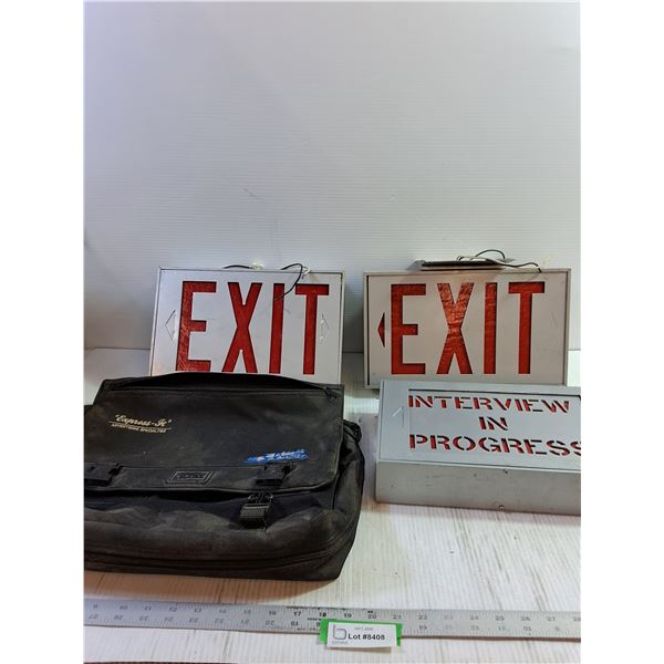 Exit/Interview in Progress Signs, Laptop Bag