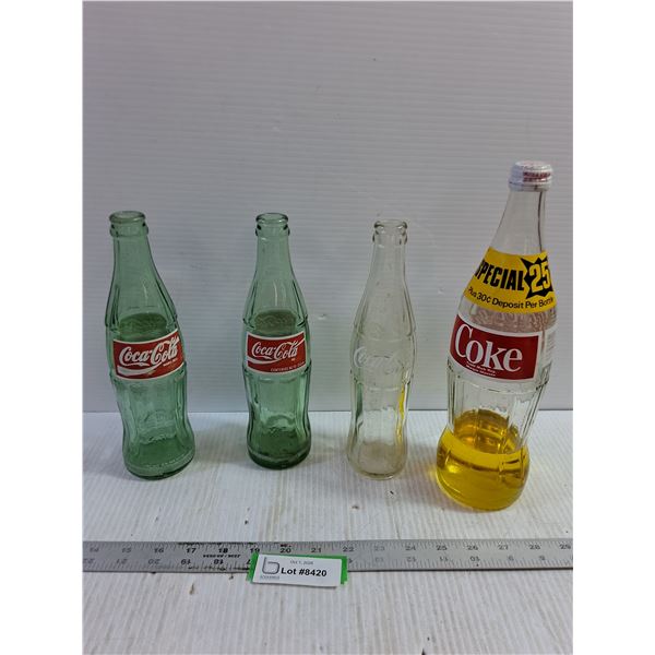 Glass Coke Bottles - Large One is Unopened