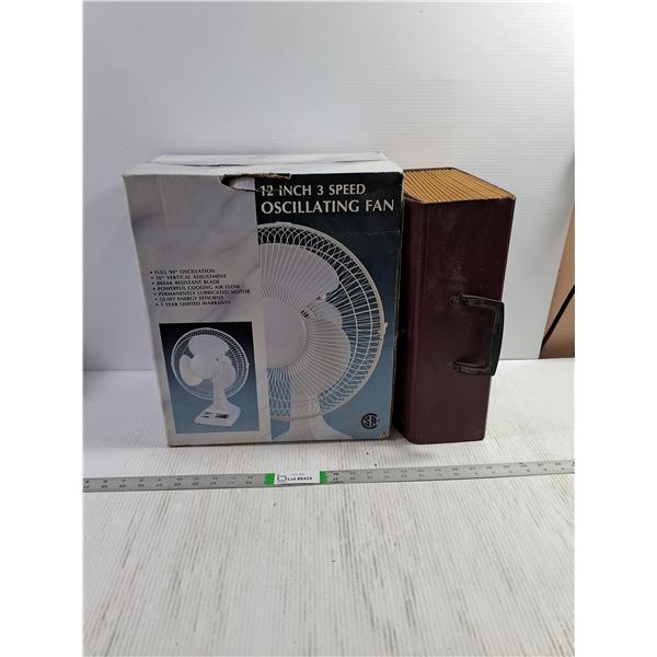 12 Inch 3 Speed Oscillating  Fan (sealed) and File Folder