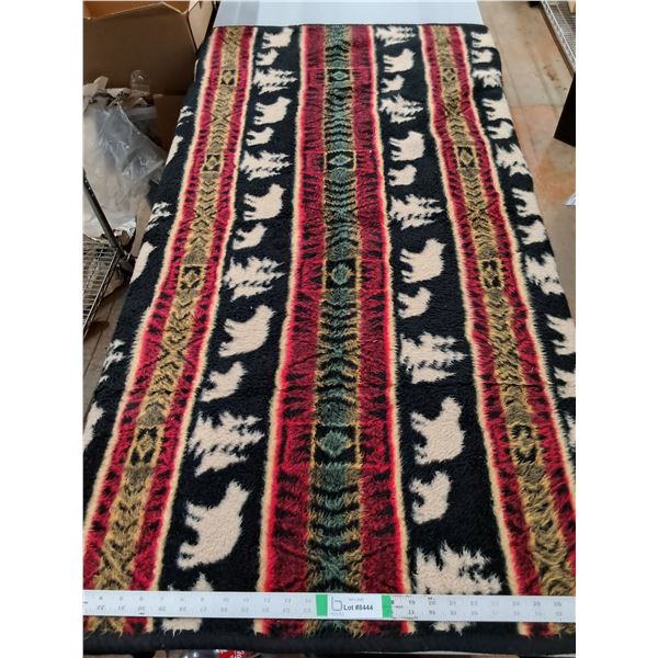 Rustic Fleece Throw Blanket Featuring Southwestern Bear and Tree Pattern
