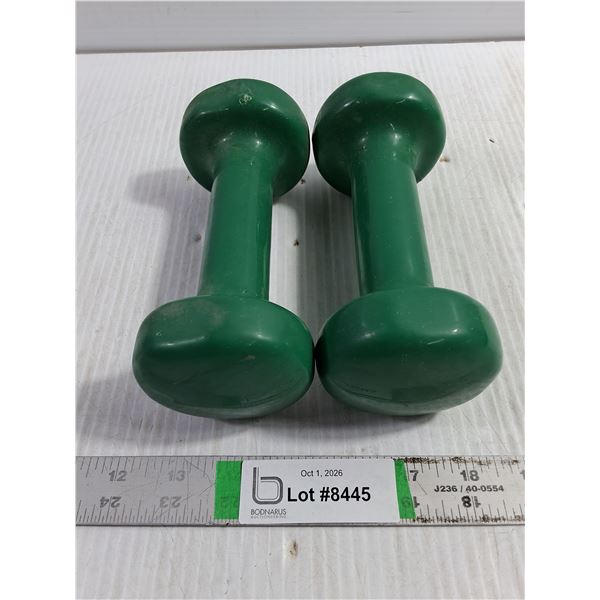 Pair of Green Vinyl-Coated Hand Weights