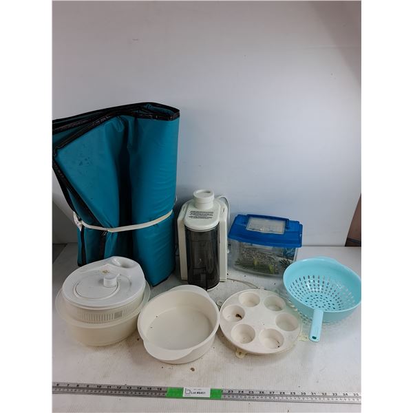 Salad Mixer, Plastic Strainer, Plastic Fish Tank, Bowl, Cupcake Tray, Misc