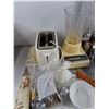 Image 3 : Vintage Blender, Toaster, Kitchen Knives, Serving Tray, Tupperware Salt & Pepper Shaker, Misc