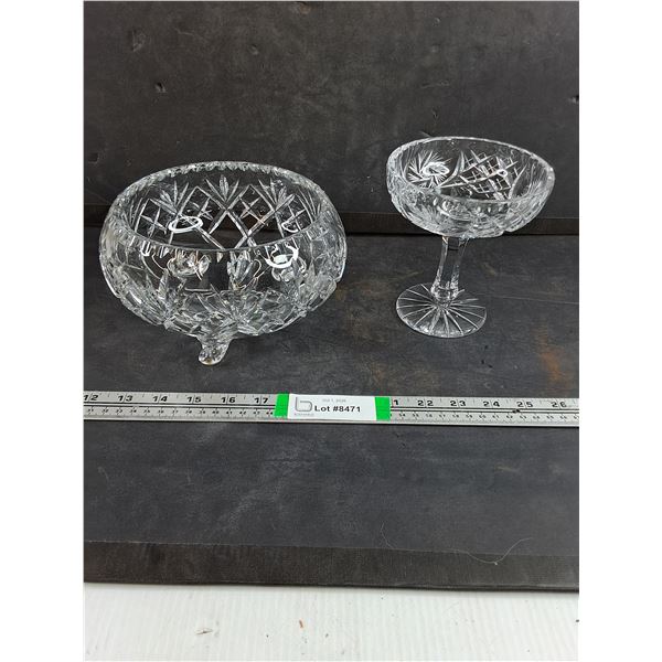 Vintage Cut Crystal Footed Bowl and Pedestal Dessert Glass