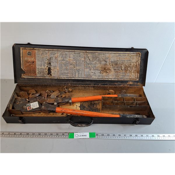 Thomas & Betts TBM6 Mech. Compression Crimping Tool, Die Inserts & Case- As Is, Can't Ship