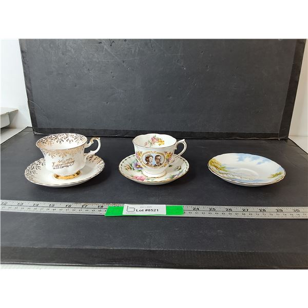 (2) Teacups & (3) Saucers- Some Bone China