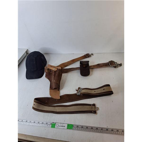 Bump Cap & (2) Belts- One with Holster & Sheath