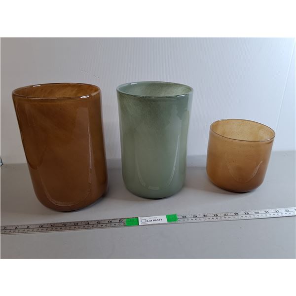 (3) Glass Planter/Vases up to 11"