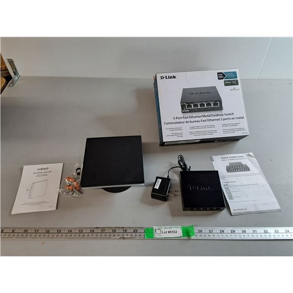 LED Outdoor Wall Light & Ethernet Desktop Switch- Powers On
