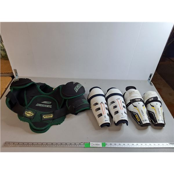 (2) Child Shin Pads- 9" & 10" & Shoulder Pads-L