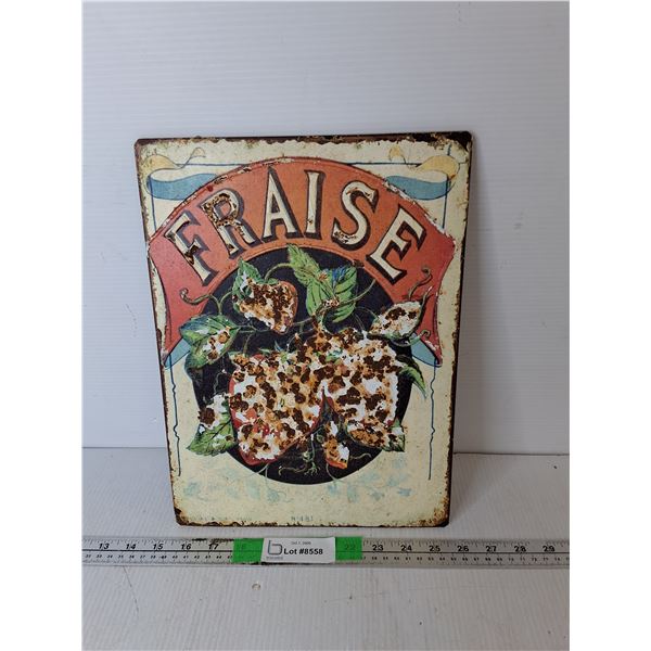 Vintage Style Metal Fraise Sign 13.75" x 10.25"