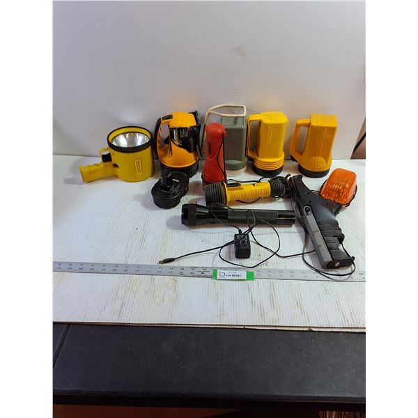 Assorted Flashlights, Battery, Electrical Cords