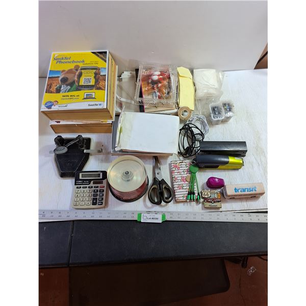 Phonebooks, Stapler, Cards, Calculator, Hole Puncher, Misc