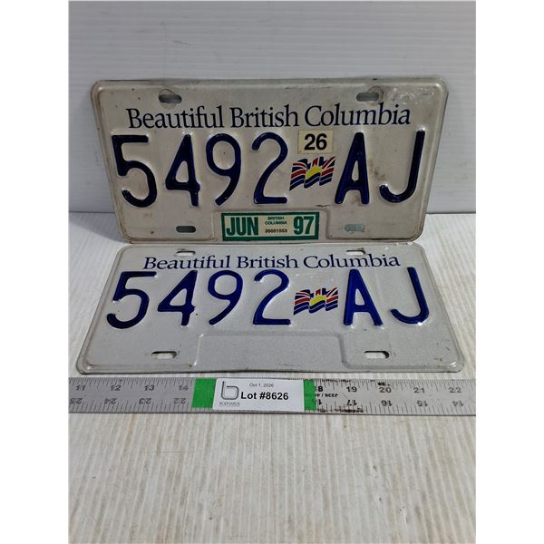 Pair of British Columbia License Plates-1997 Tag