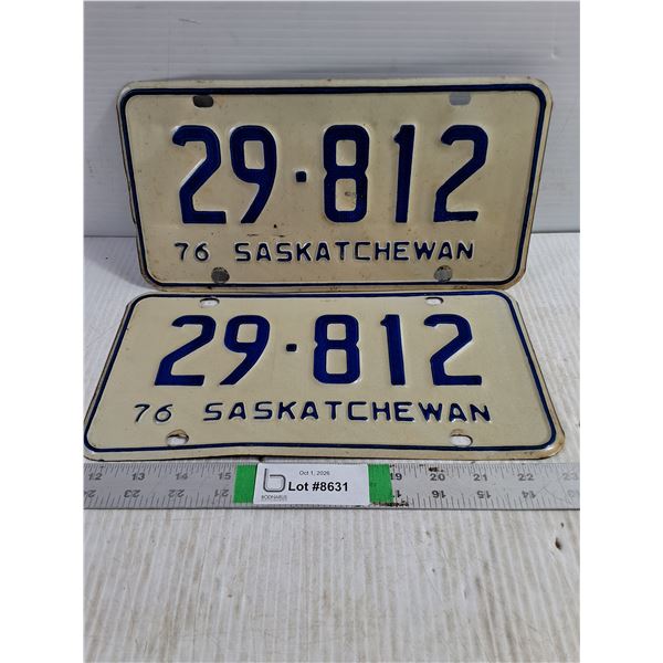 Pair of 1976 Saskatchewan License Plates