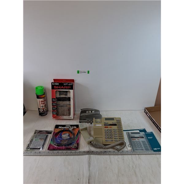 Meridian 9216 Landline Phone Untested, Printing Calculator in Box, Marking Paint Can, No Shipping