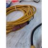 Image 10 : (2) Lamp Bulbs, (3) Power Cords Untested, (2) Grinding Wheels, Surveyor's Tape, Chevy Hubcap