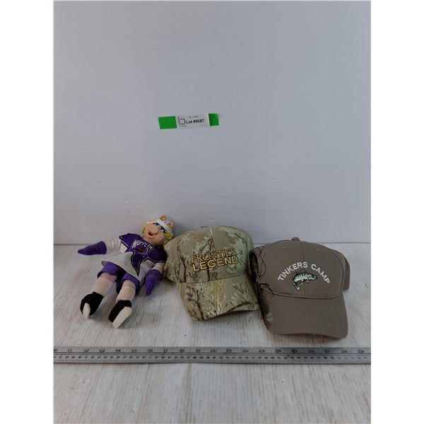 Miss Piggy Muppets NHL Doll, (2) Ball Caps, Tinker Camp and Frontier Legend