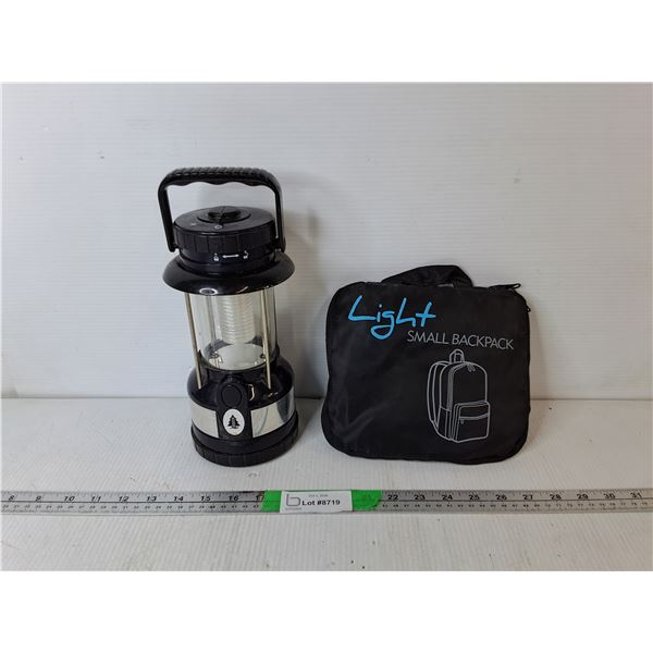 Woods LED Camping Lantern- Requires New Bulb & Folding Backpack