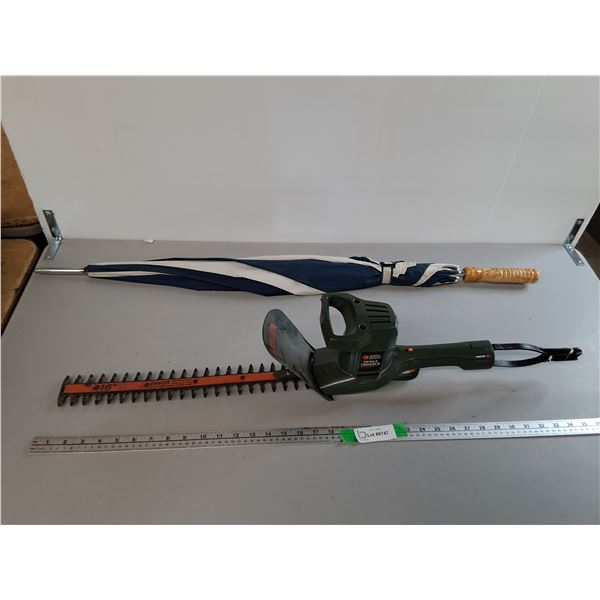Umbrella 41" & Black & Decker Hedge Trimmer-Powers On, Can't Ship