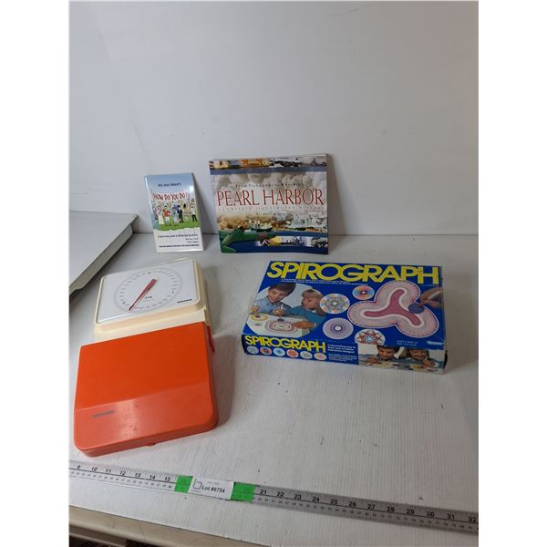 Soehnle Scale- As Is, Spirograph Kit, Pearl Harbor Book, Misc.