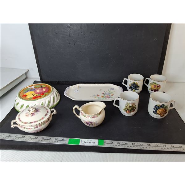 Ceramic Creamer & Sugar Bowl, Mugs, Misc.