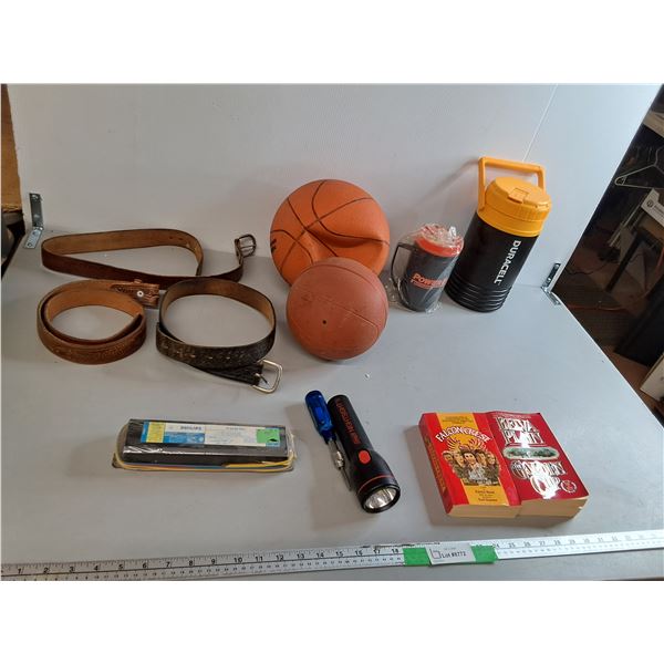 Leather Belts, Sports Balls, Duracell Water Jug, Misc. Can't Ship
