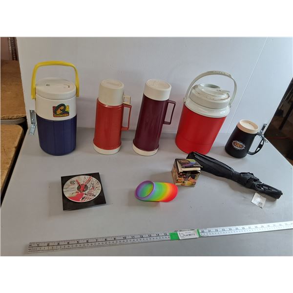 Thermoses, CD Clock, Slinky, Umbrella- Can't Ship