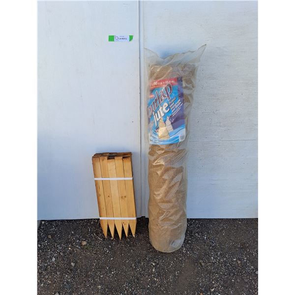 **100' Roll of Burlap- Appears New & Wooden Stakes- Can't Ship