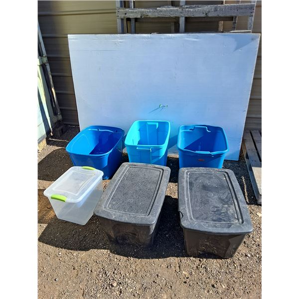 **(6) Plastic Totes up to 21" x 15.75" x 17" & (3) Lids- Can't Ship