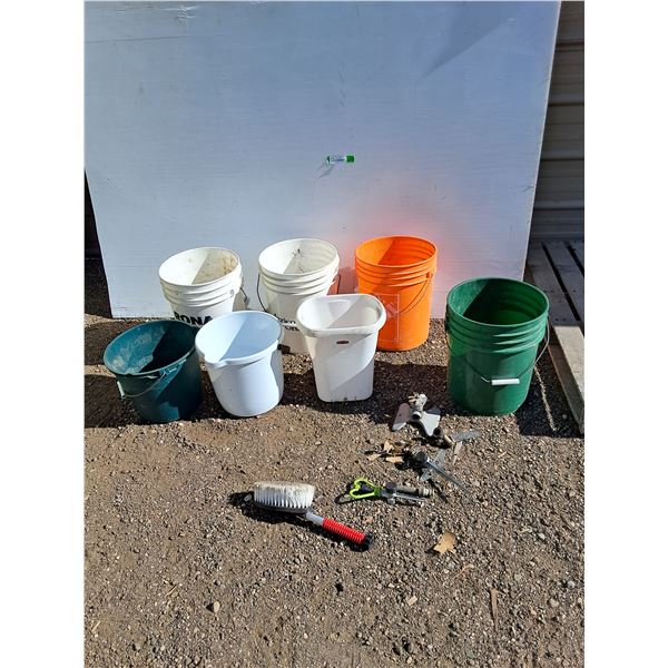 **5 Gallon Pails, Lawn Sprinklers, Hose Brush, Misc. Can't Ship