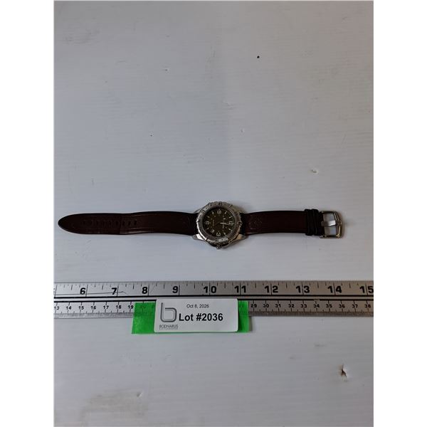 Columbia Quartz Watch All Stainless Steel Brown Leather Band Working